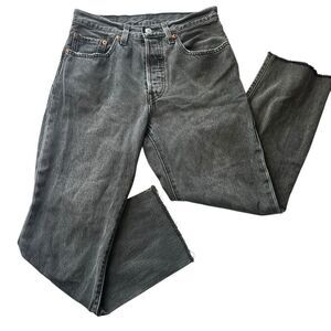 Levi’s 501 Cropped Button Fly 100% Cotton Raw Hem Jeans Faded Black Women’s 27